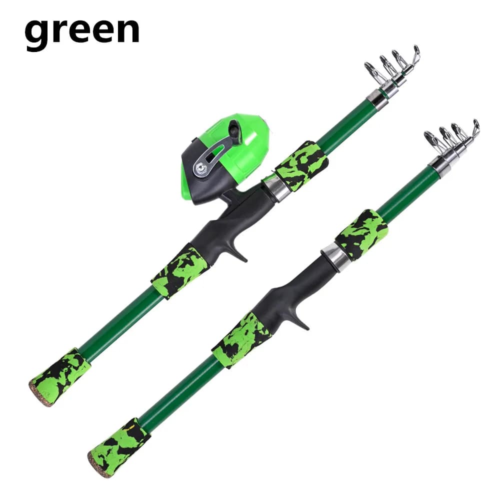 Canne télescopique camouflage portable pour enfants avec réglage rotatif accessoires pêche extérieure