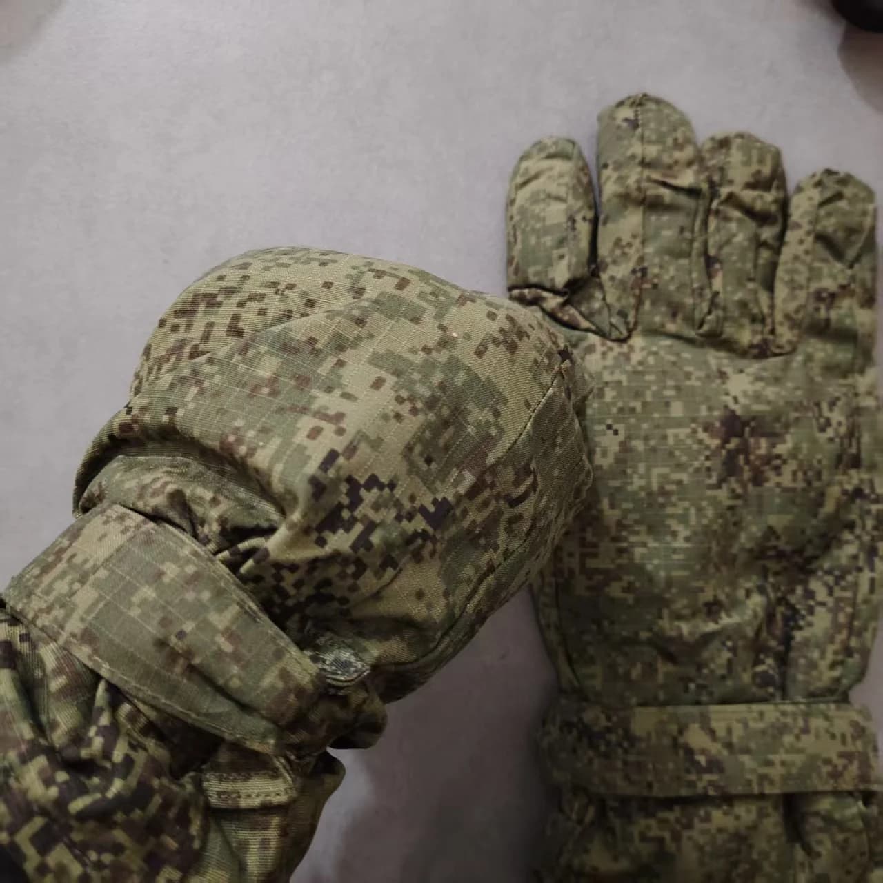 Gants tactiques hiver camouflage russe EMR08/11 - Protection froid réglementaire chasse pêche