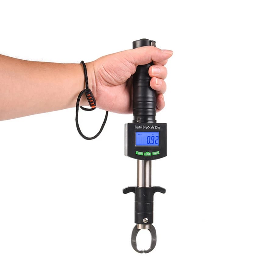 Pince à poissons inox avec balance intégrée 25kg - Gripper lip clamp numérique pour contrôle et pesée précise
