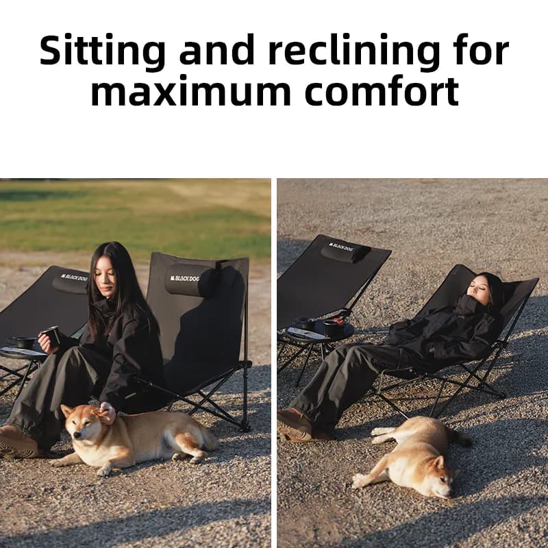 Chaise de pêche relax inclinable avec coussin coton - Siège de repos portable avec rangement