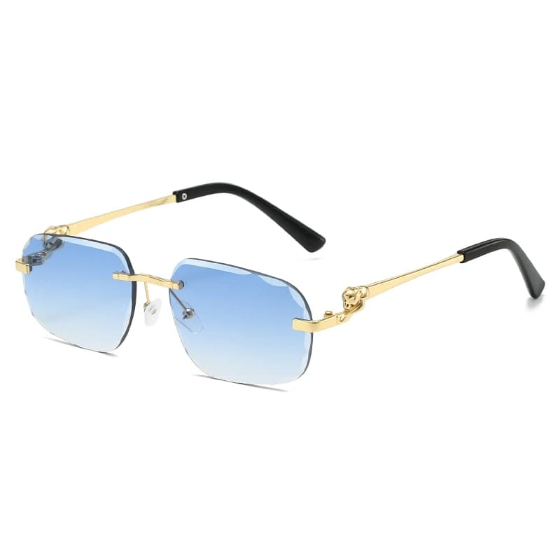 Lunettes soleil métal sans monture carrées femmes hommes qualité mode fête piscine UV400