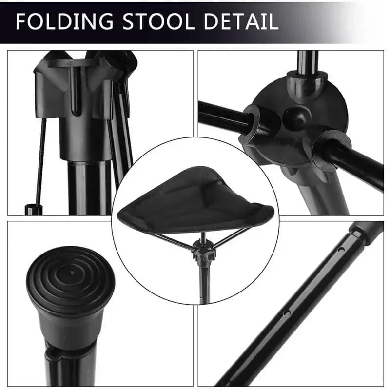 Tabouret pliant retractable une jambe robuste pour pêche camping randonnée jardinage extérieur