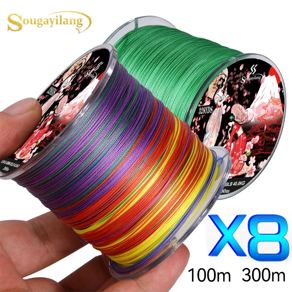 Ligne de pêche Sougayilang X8 Multifilament PE Japonais 22-88LB pour Brochet Sandre Carpe