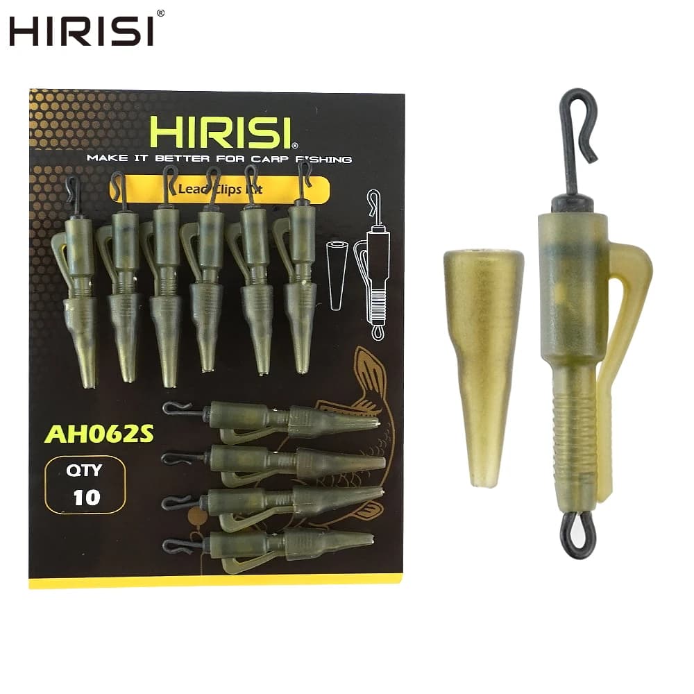 Hirisi 10 clips hybrides quick change anti-emmêlement pour pêche à la carpe avec cône caoutchouc
