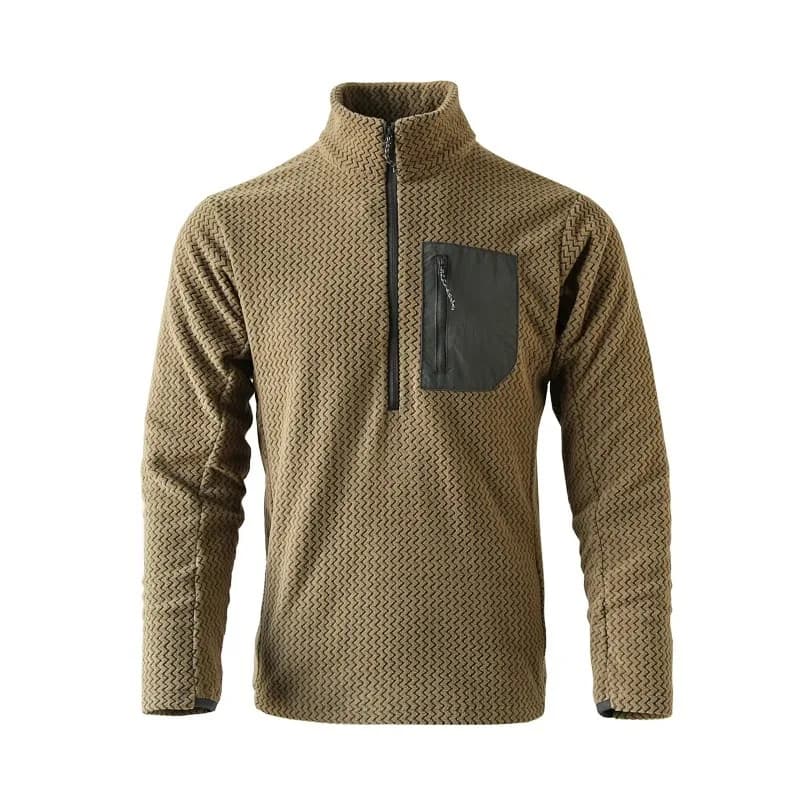 Sweat polaire homme et femme semi-zippé à vague pour pêche sportive confortable