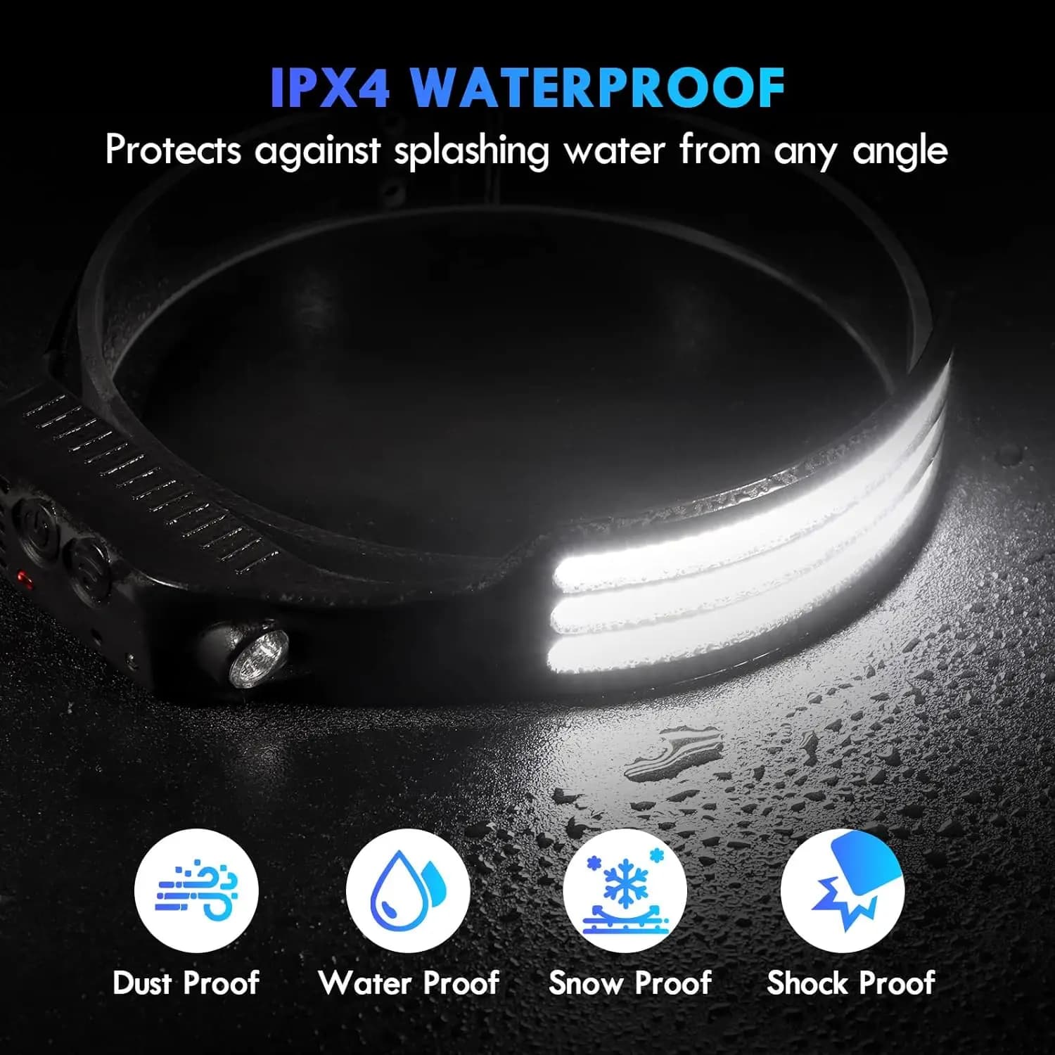 Lampe frontale COB LED à induction rechargeable USB avec détecteur intégré pour pêche et camping pratique