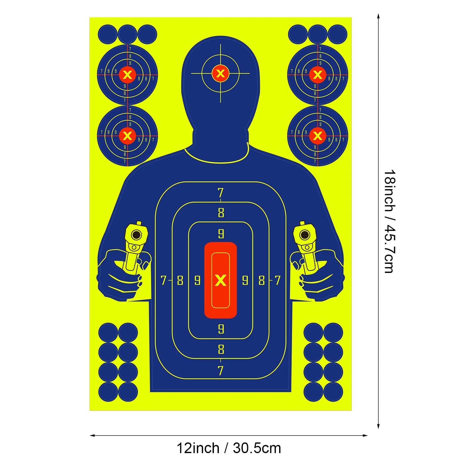 Lot de 10 cibles adhésives 30x45cm réactives pour pistolet, fusil, airsoft et carabine à plombs
