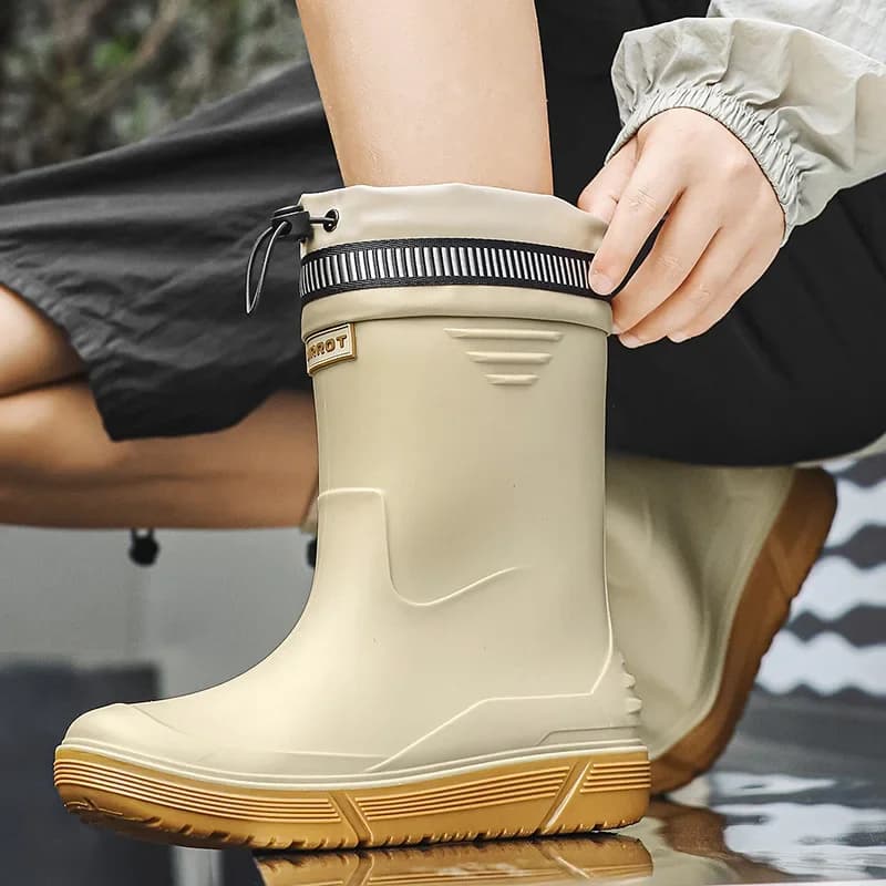 Bottes pêche doublées polaire imperméables hommes - Chaussures travail confortables semelle souple