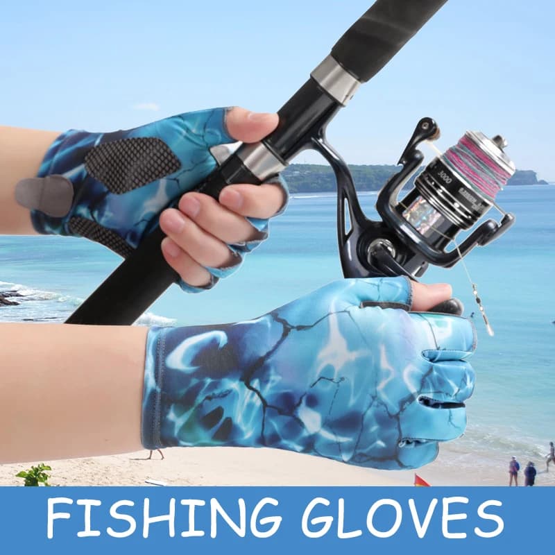 Gants de pêche été soie glacée anti-coupure protection solaire doigts libres homme femme