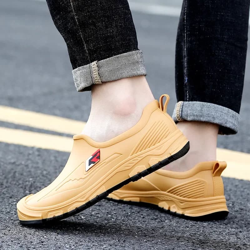 Chaussures de pluie homme PVC légères antidérapantes sans lacets semelle EVA confortables