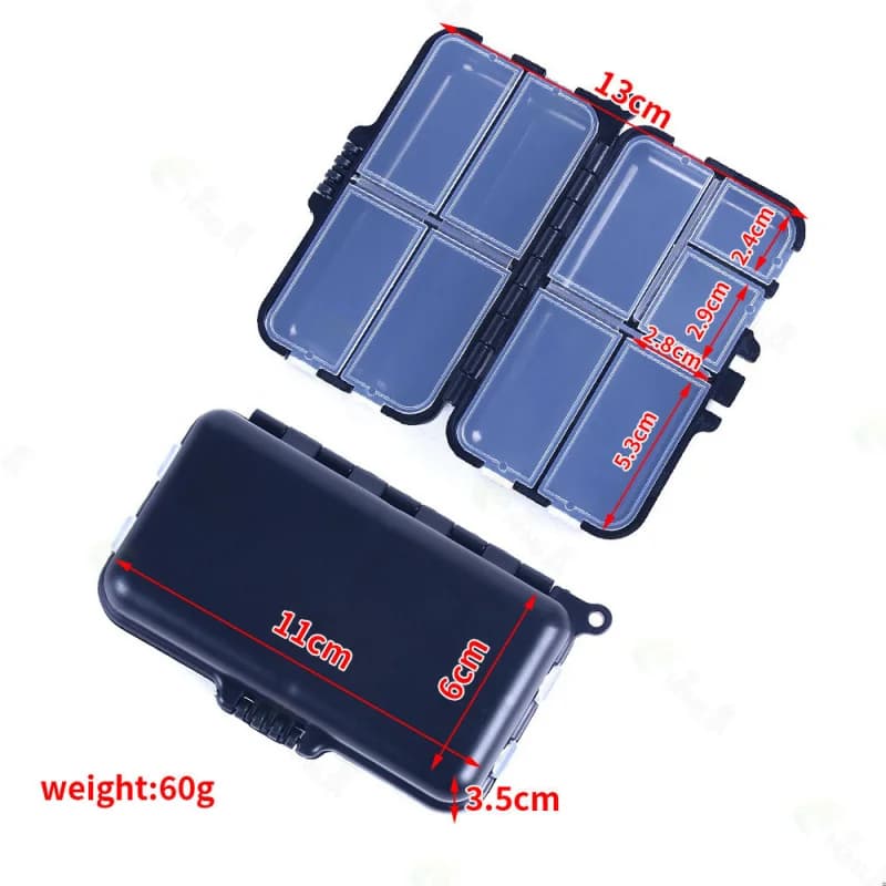 Boîte accessoires pêche mer 12 compartiments couvercle rabattable rangement matériel pêche étanche