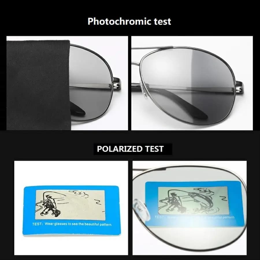 Lunettes de soleil pilote vintage photochromiques polarisées - Modèle unisexe pour conduite et pêche