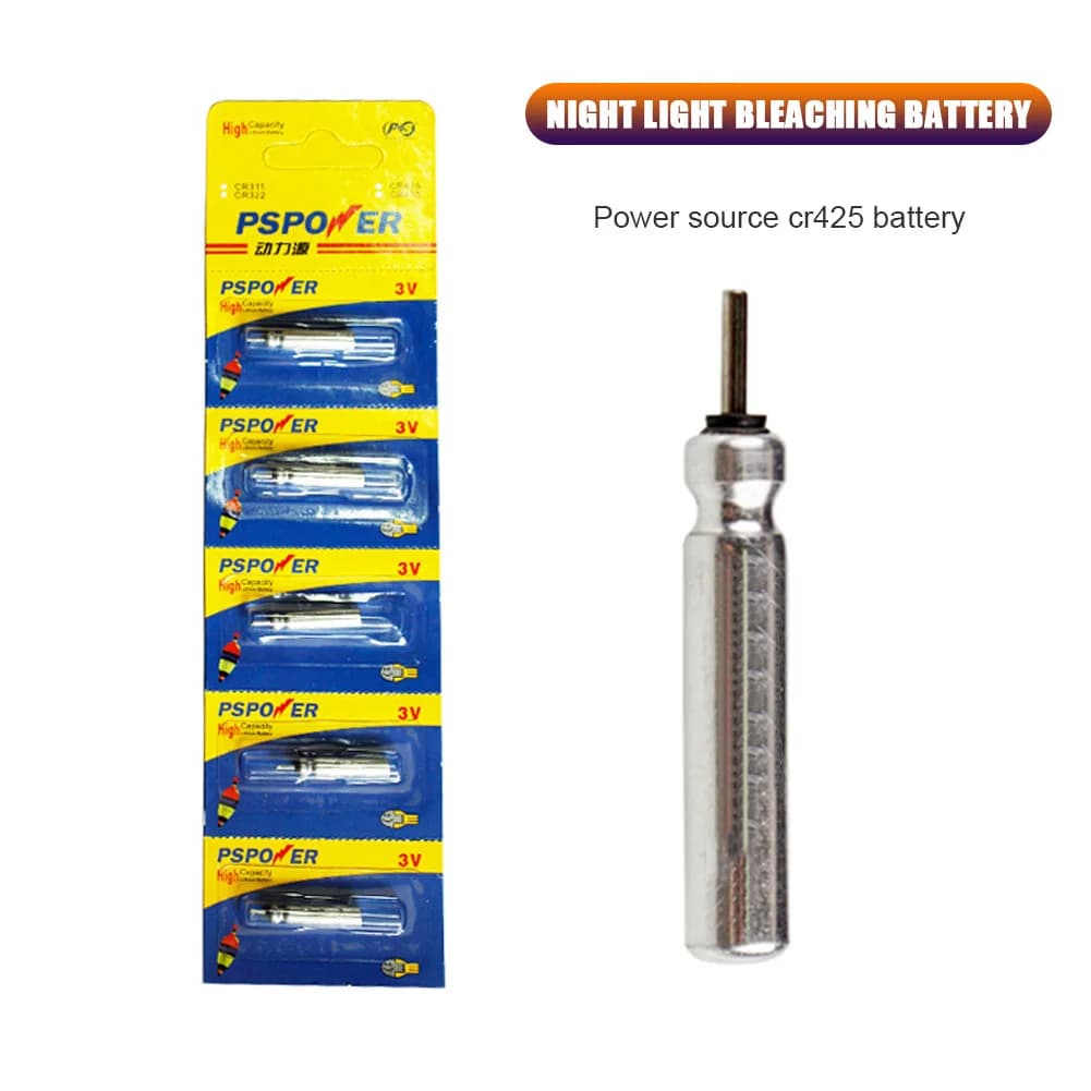 Flotteurs lumineux de pêche de nuit 100 pièces avec chargeur CR425 3V et piles lithium pour