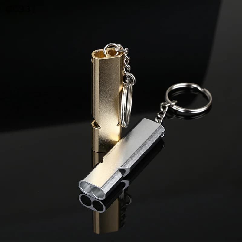 Sifflet de survie aluminium double tube haute fréquence pour randonnée camping pêche en France