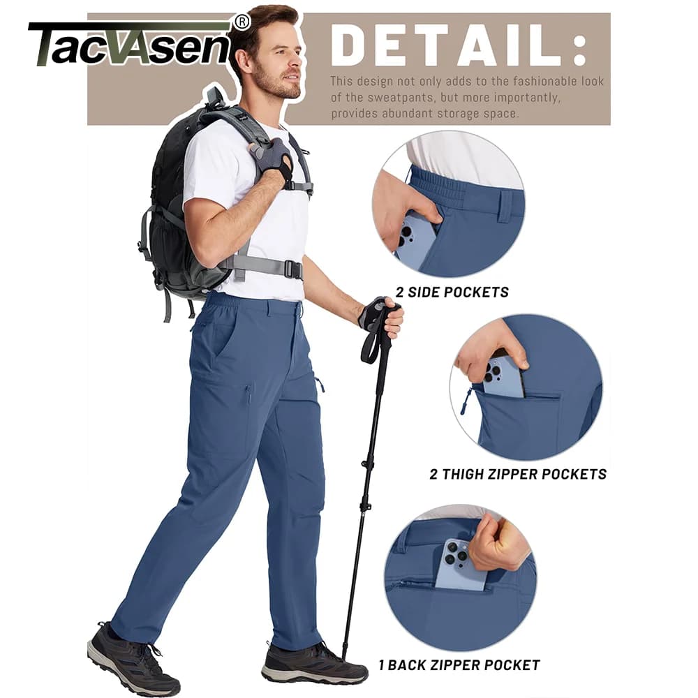 Pantalon de pêche TACVASEN léger imperméable séchage rapide - Cargo technique homme pêche trekking