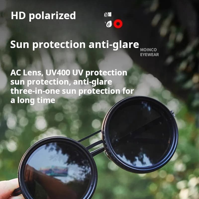 Lunettes de pêche polarisées 9 niveaux ND2-400 réglables anti-UV filtres avec étui protection yeux