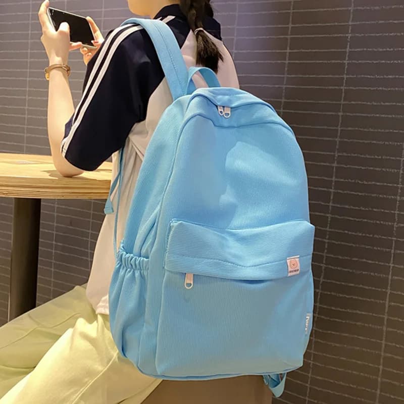 Sac à dos étudiant grande capacité unisexe couleur unie - Style pêche simple et tendance - Nouveau modèle