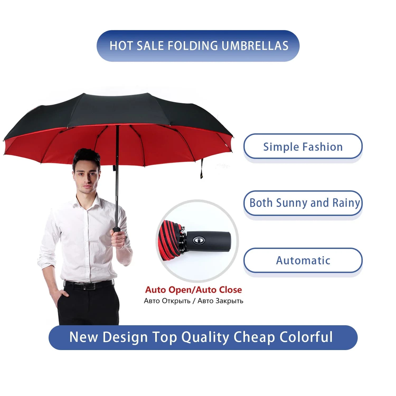 Parapluie double couche anti-vent automatique résistant pour pêche en mer et activités extérieures
