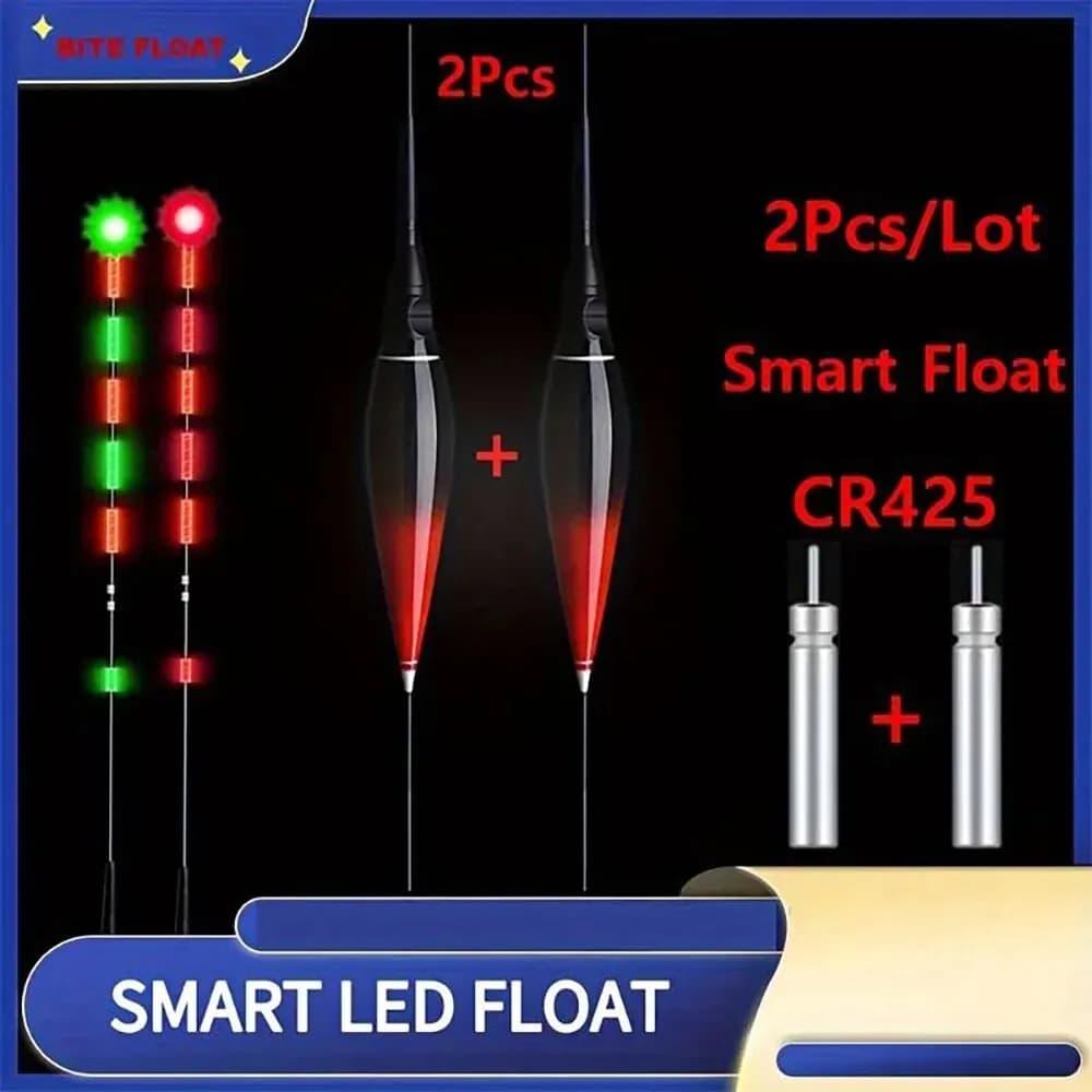 Flotteur intelligent LED pour pêche nocturne avec indicateur de touche changeant de couleur - 2 pièces