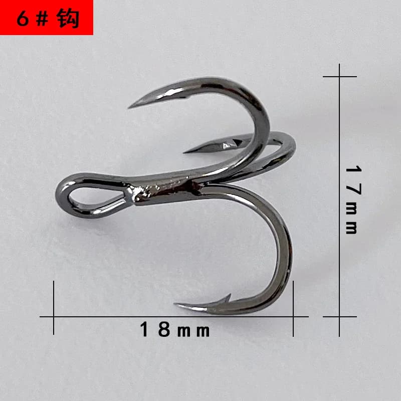 50 hameçons triple ancrage acier carbone noir - Hameçons de pêche ronds ultra-affûtés pour toutes techniques