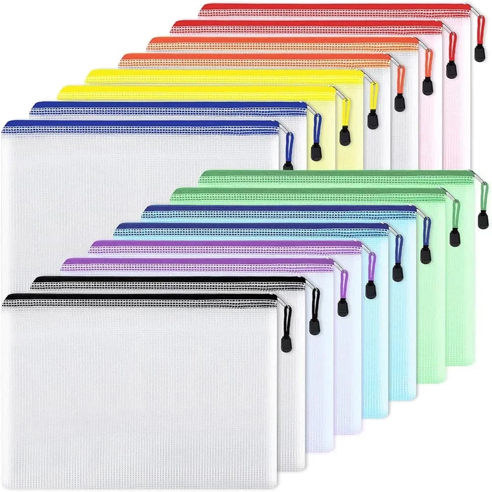 10 pochettes zip mesh étanches plastique - Documents voyage bureau maison - Organisation multipurpose