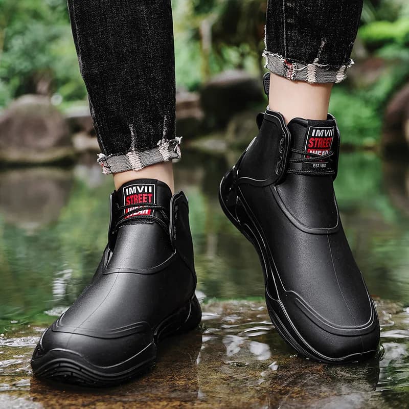 Bottes caoutchouc cheville homme femme pluie imperméables pêche travail jardin cuisine mode anti-dérapage
