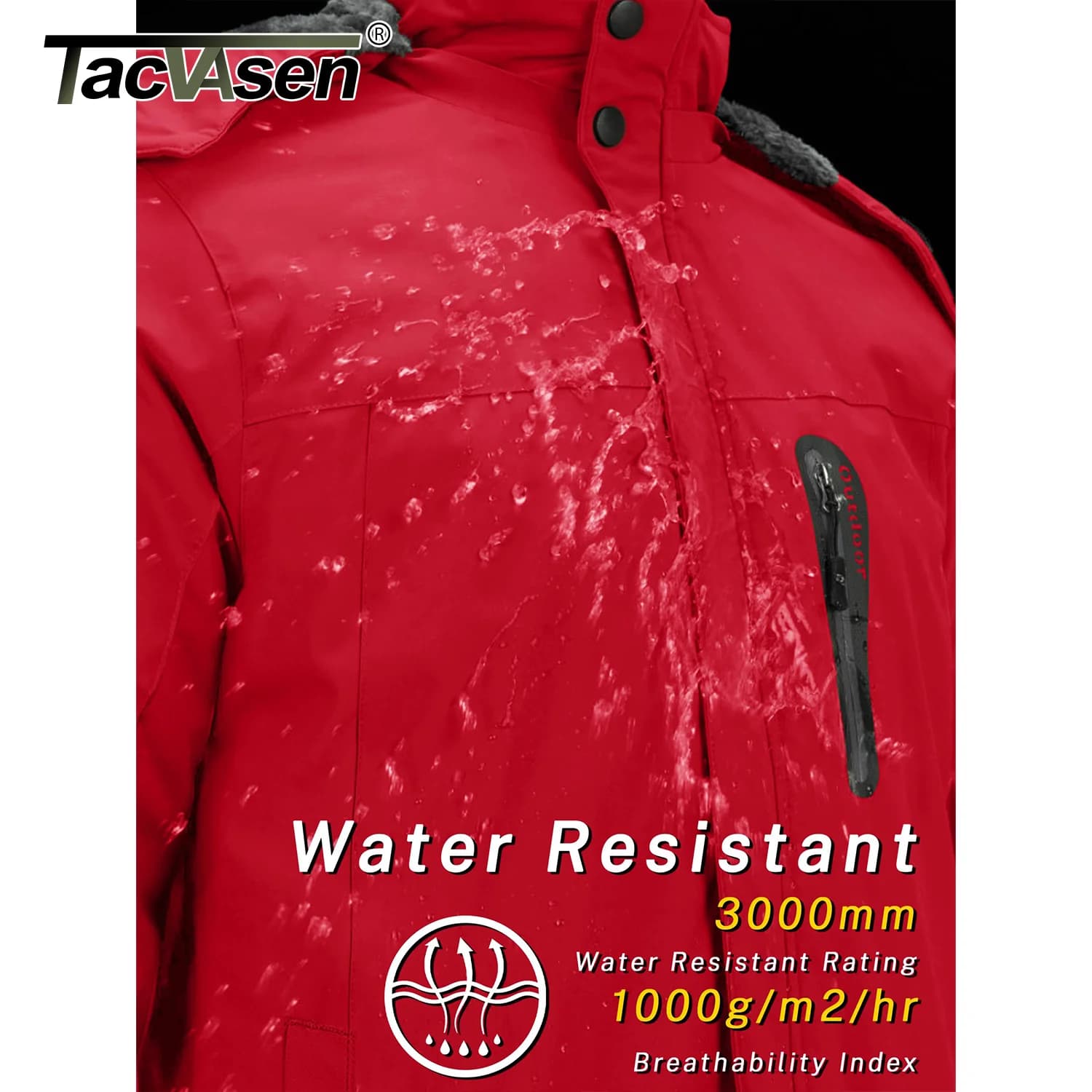 Veste de pêche hiver TACVASEN polaire épaisse - Veste imperméable randonnée ski montagne homme