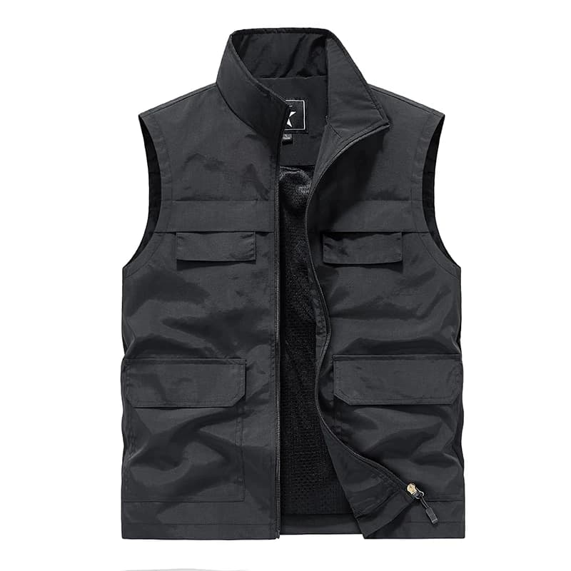 Gilet pêche homme sans manches respirant multi-poches été pêche sportive vêtement décontracté