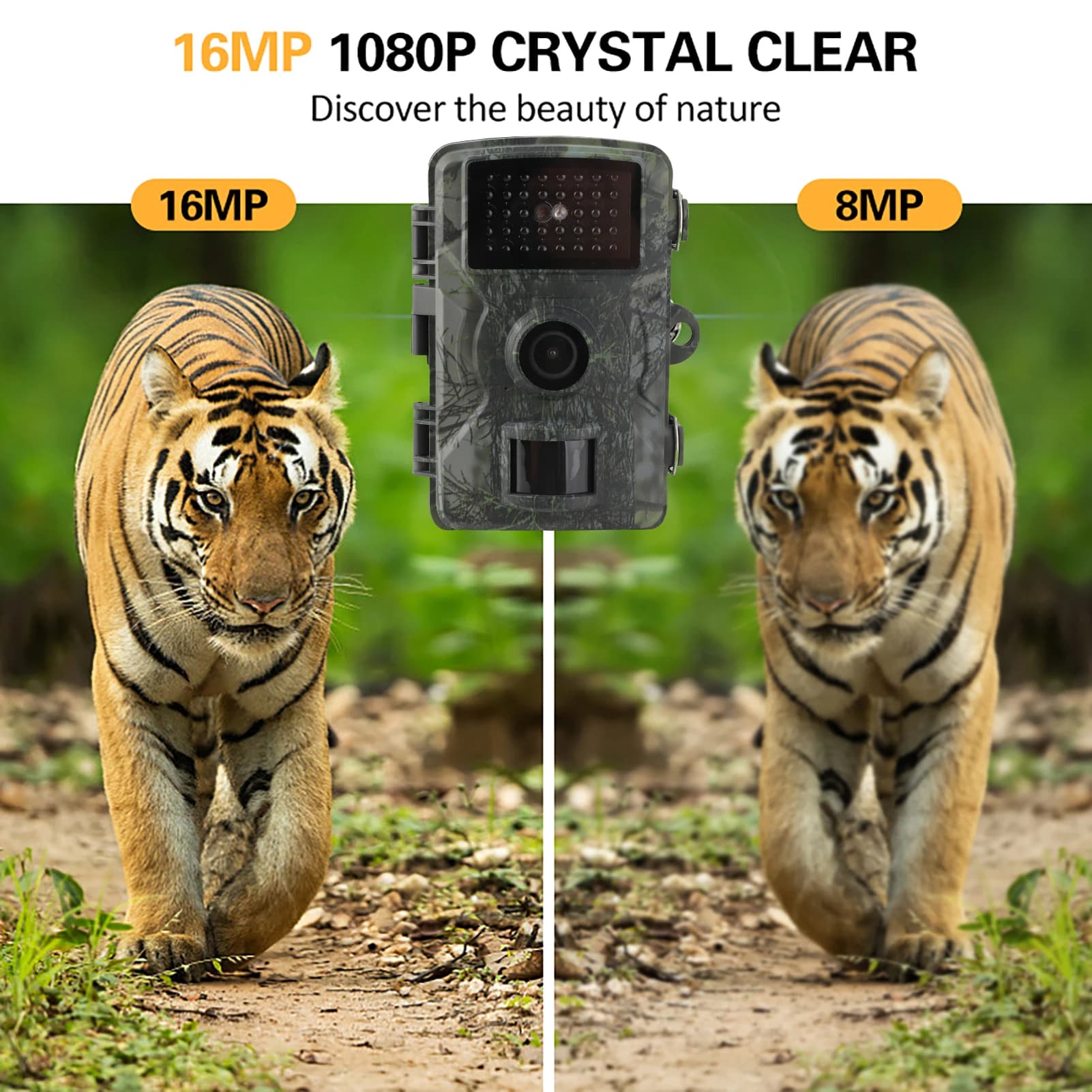 Caméra faune chasse trail 16MP 1080P détection mouvement sécurité étanche IP66 vision nocturne