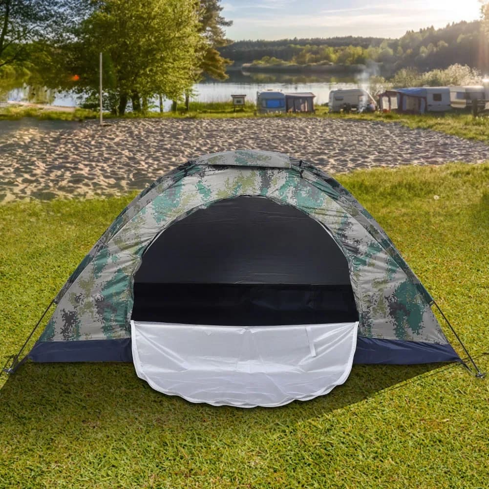 Tente de loisir 1 personne camouflage anti-vent pour pêche camping et randonnée