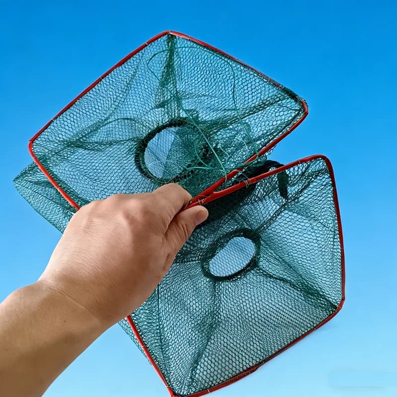 Filet de pêche pliable en nylon - Piège portable pour poissons, crevettes, crabes et anguilles