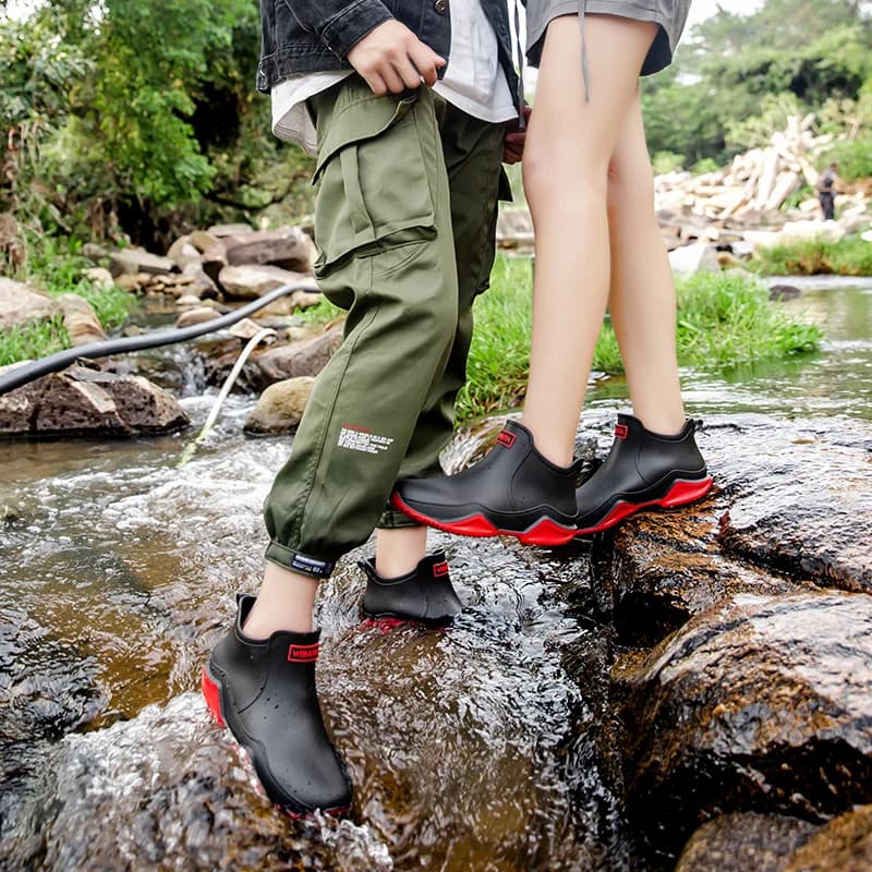 Bottes de pêche homme cheville imperméables antidérapantes résistantes pour pêche en rivière