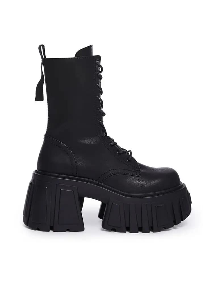 Bottes plateforme talon haut compensé femmes automne hiver cheville épaisse style comique pêche