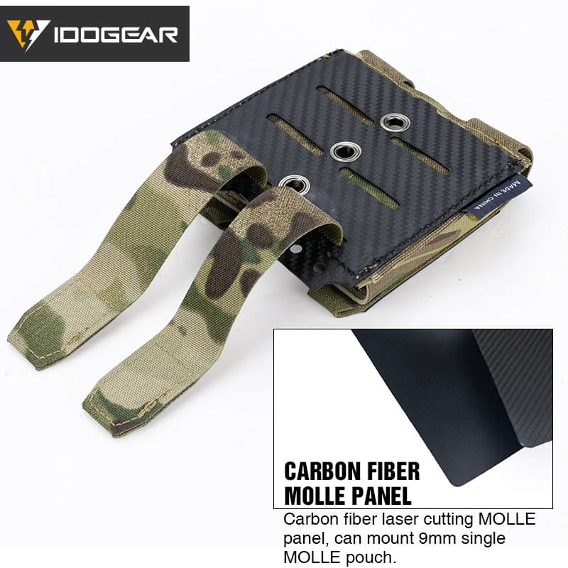 Poche double chargeur 9mm IDOGEAR - Mag pouch carbone MOLLE pêche airsoft tactique