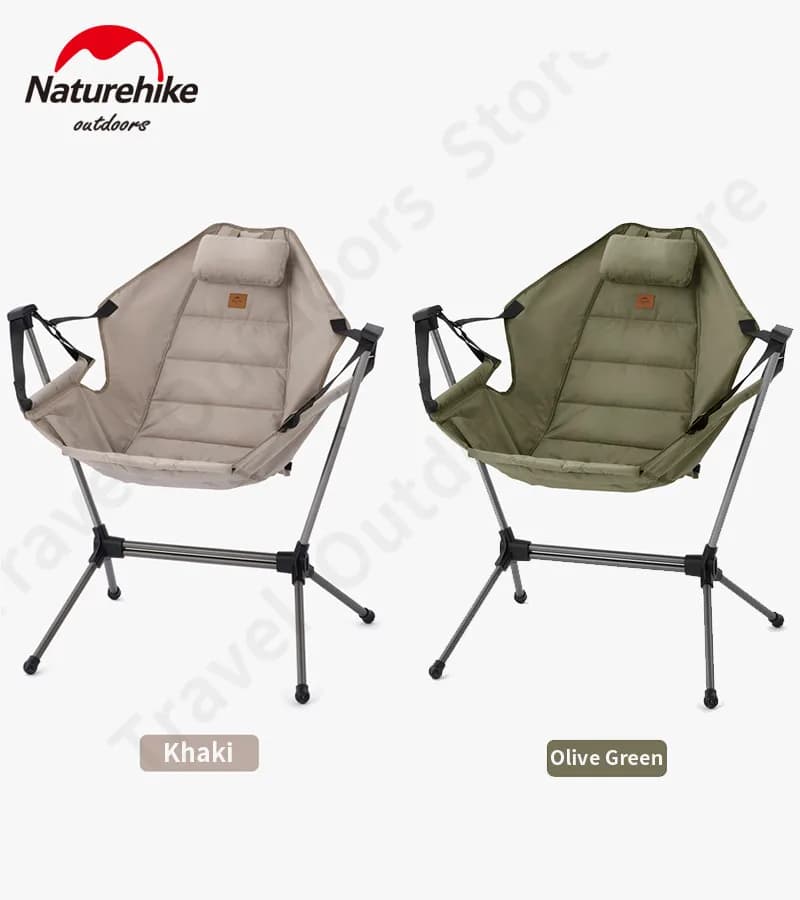 Chaise berçante pliante Naturehike avec oreiller - Siège camping léger pour pêche détente et plage