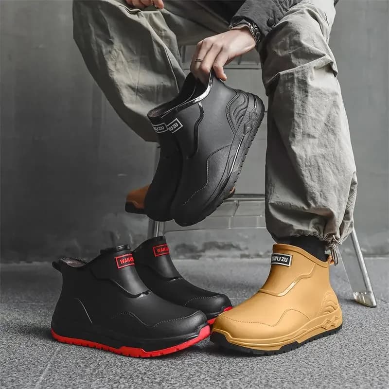 Bottes de pluie homme style coréen à plateforme haussante pour adolescents - Bottes caoutchouc extérieur