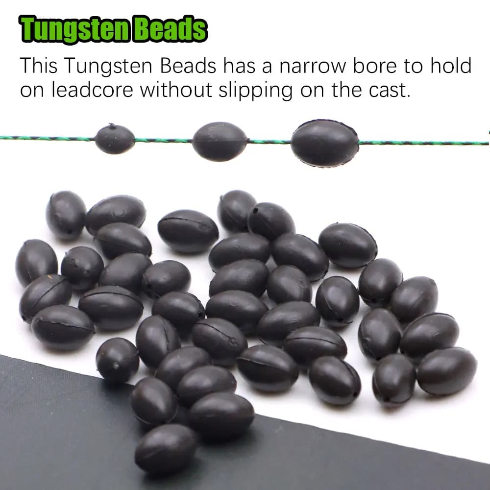 Perles tungstène 10 pièces pour montages carpe - Plombs libres leaders chod rig sans plomb