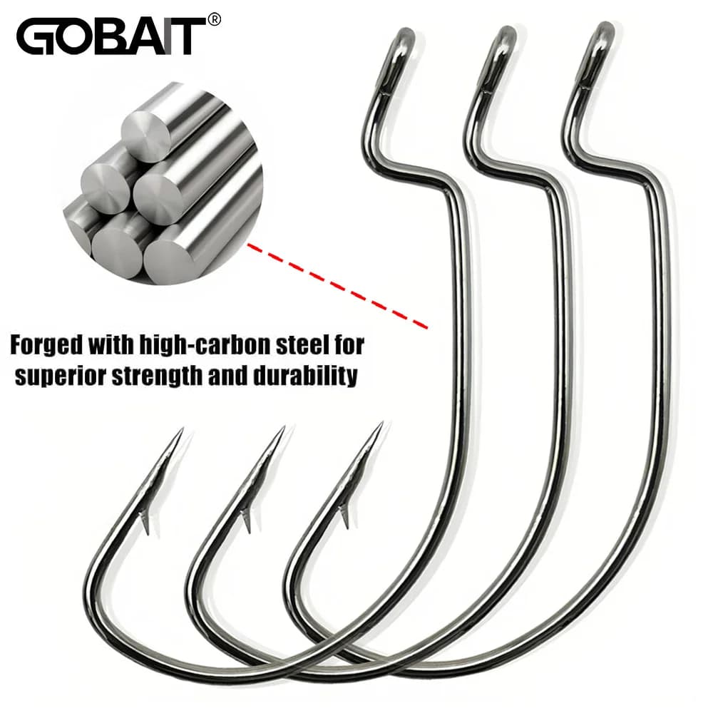 Hameçons offset large gap 20pcs acier carbone pour leurres souples bass - Texas Rig