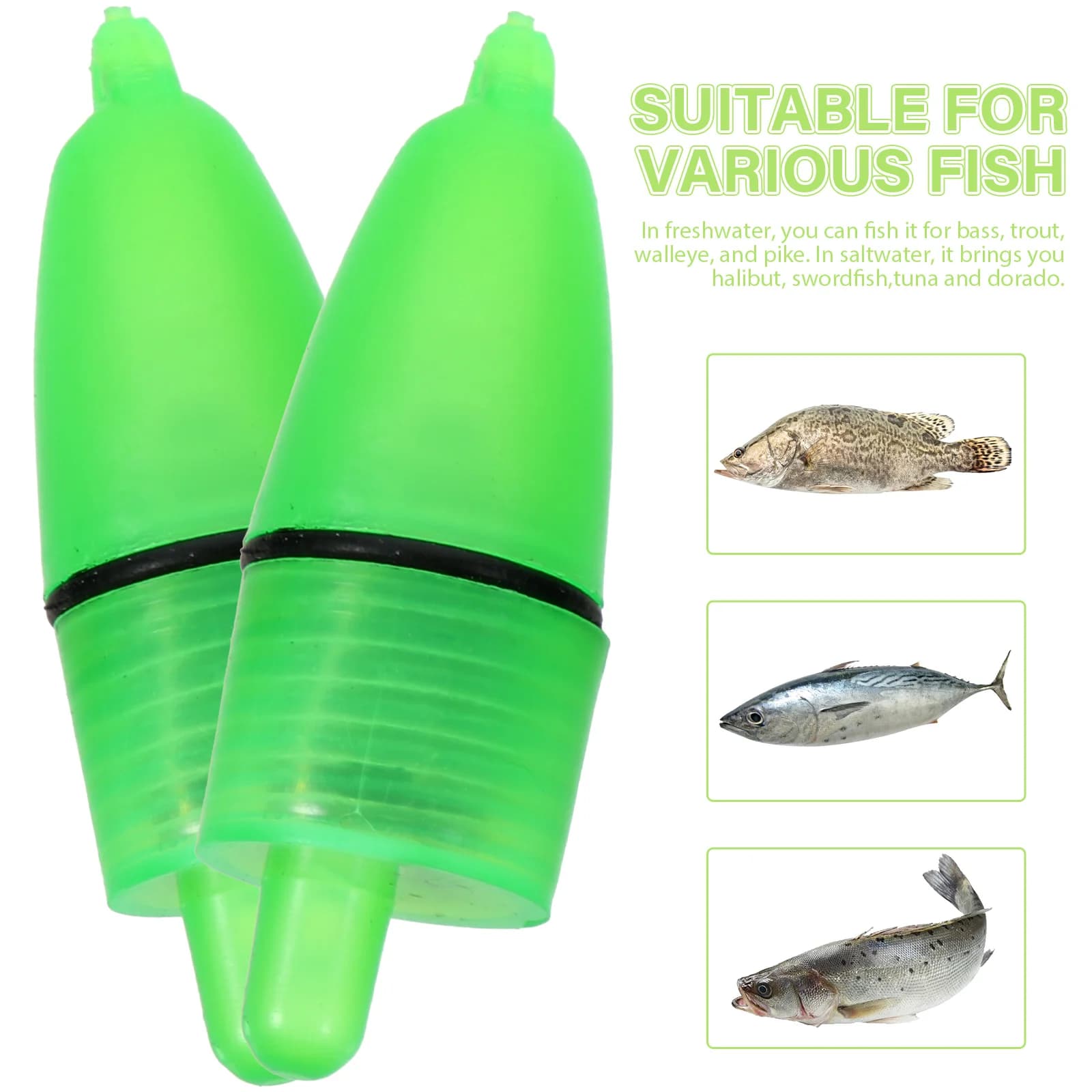 20 alarmes lumineuses vertes pour pêche nocturne - Flotteurs luminescents avec indicateur LED
