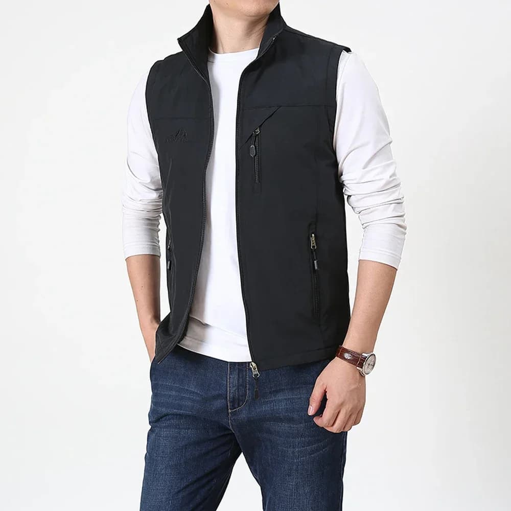 Veste légère homme pêche été respirante mesh avec poches et fermeture éclair couleur unie