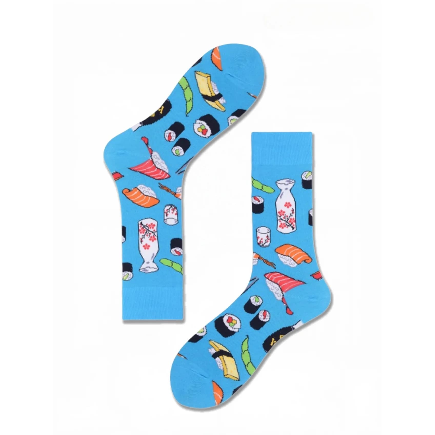 Chaussettes crew sushi japonais - 1 paire bleue respirante - Originales et confortables