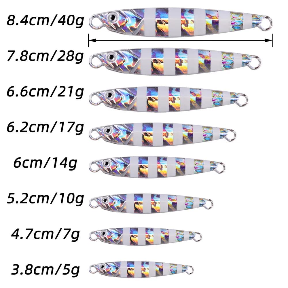 Cuiller métallique 7G-60G - leurre jigging shore super dur pour pêche du bar et carnassiers