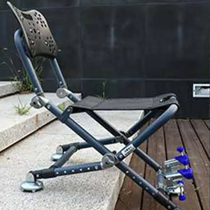 Chaise pêche pliante 4 pieds avec dossier réglable 180° aluminium pour camping confortable