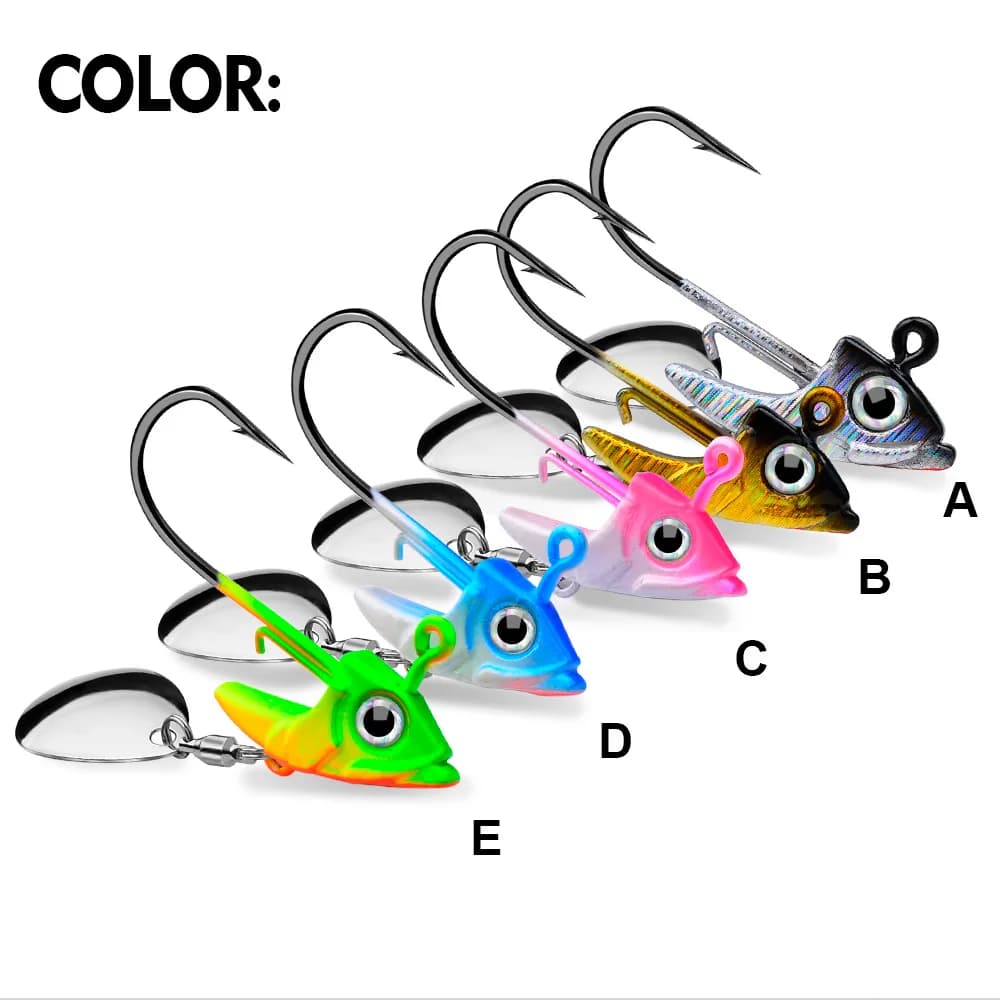 Hameçons plombés crank 5pcs 7g à 15g pour leurres souples et wobblers pêche carnassiers performance