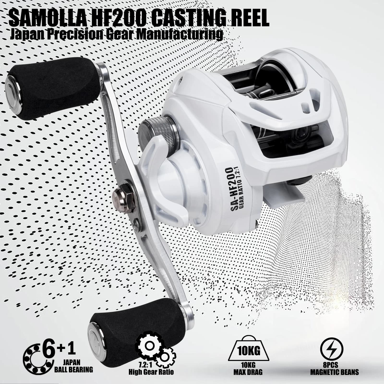Moulinet baitcasting Samolla ultraléger 6+1 roulements pour pêche en mer et long cast