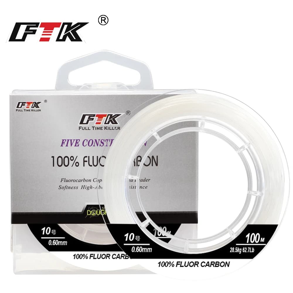 Ligne de pêche fluorocarbone 100% FTK 50M 100M, bas de ligne carp fast sinking pour canne à mouche