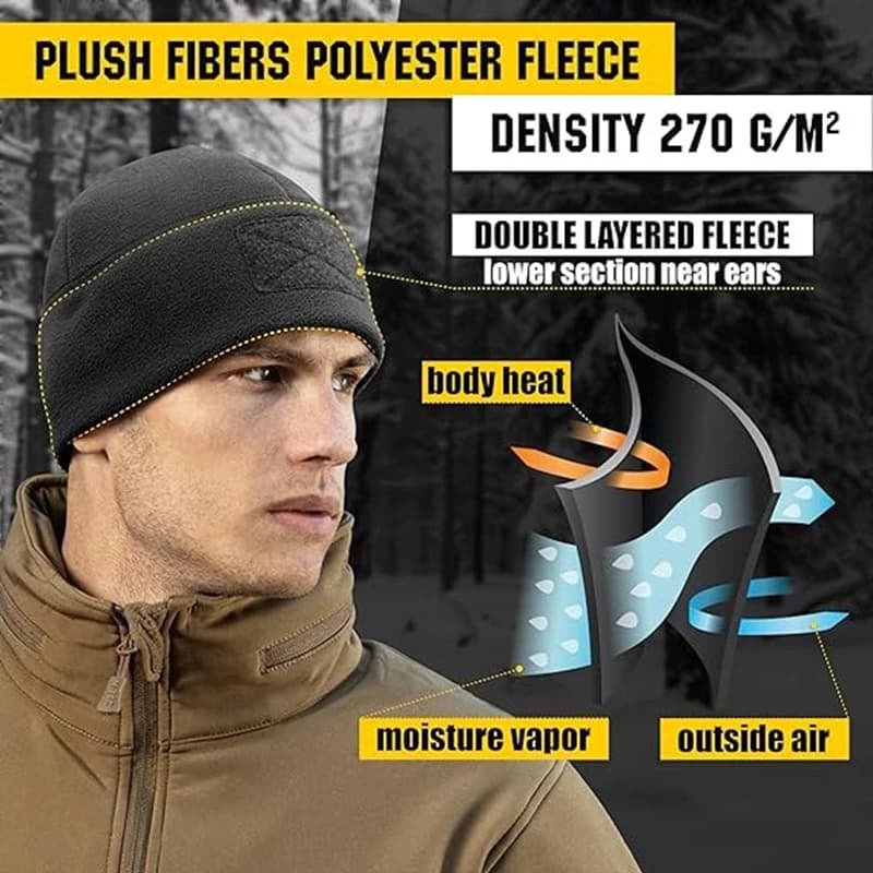 Bonnet tactique anti-vent épais chaud pêche hiver tricot respirant extensible uni