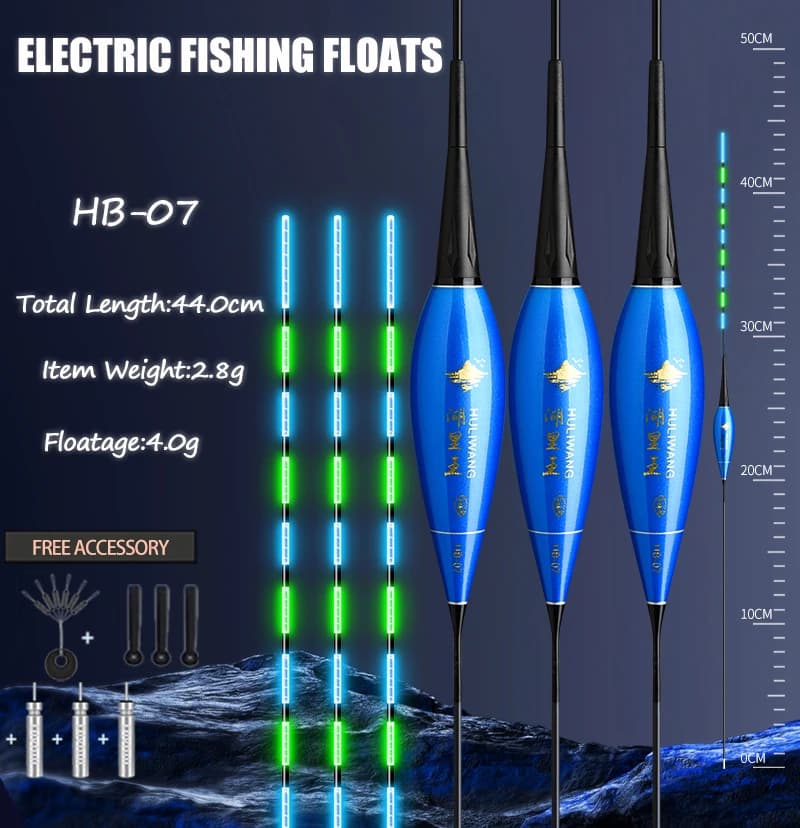 3 Flotteurs Pêche Nuit Lumière Bleue Verte Électrique Source Lumineuse Fraîche Sans Éblouissement Accessoire
