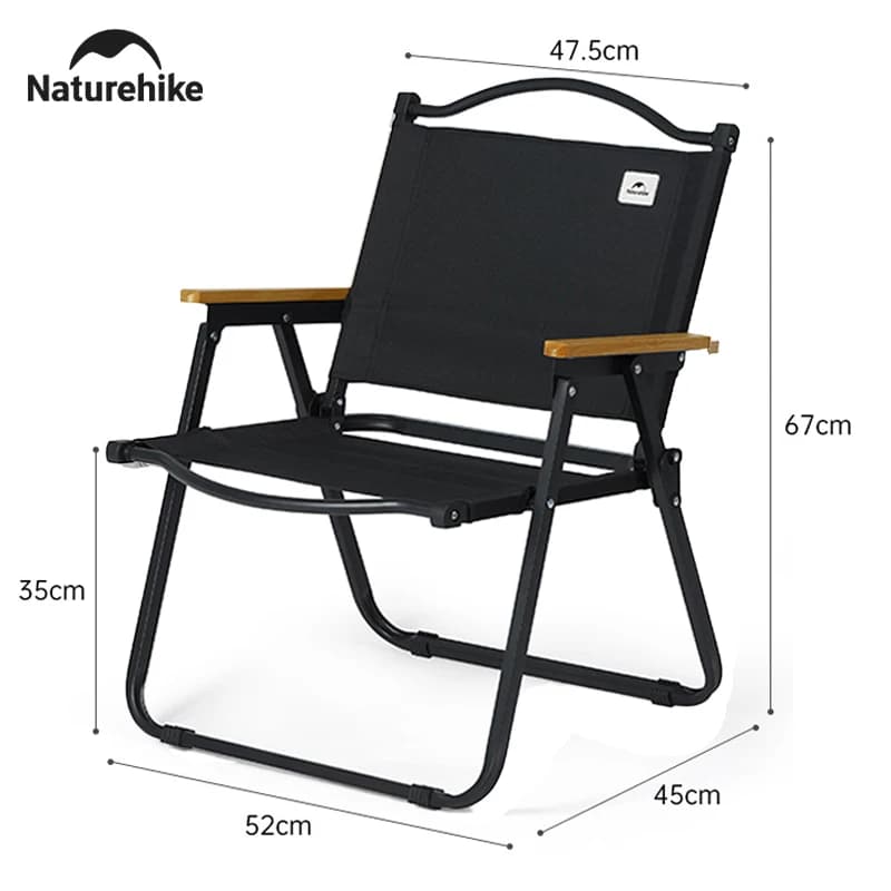 Chaise pliante portable Naturehike pour pêche et camping - Siège bois haute capacité