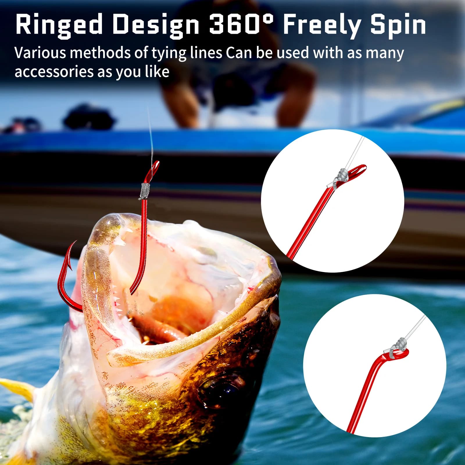 FishTrip hameçons octopus rouges 50-100PCS pour carpe, bar et poisson-chat en eau douce et salée